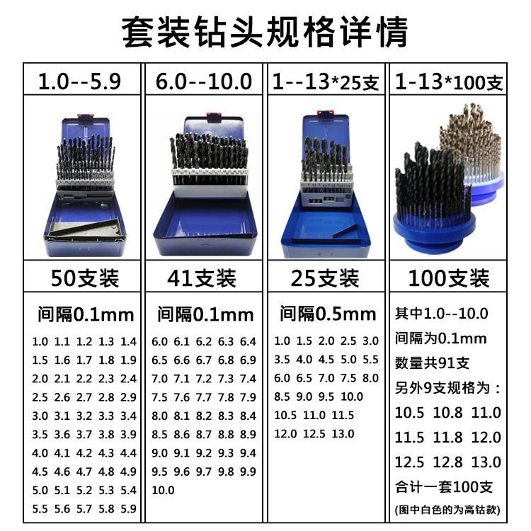 SUS苏氏钻头套钻套装麻花钻圆盘铁盒高钴1-5.9，1-10，6-10，1-13