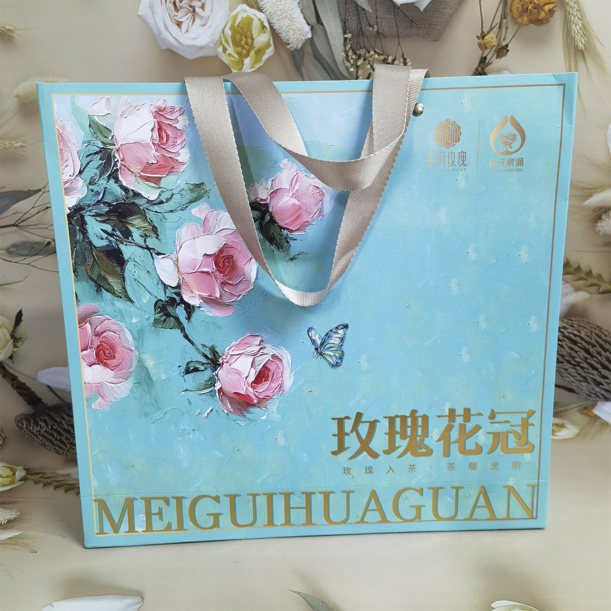 平阴玫瑰花冠茶 泉城玫瑰花茶 干玫瑰花茶油画款包装礼盒包邮