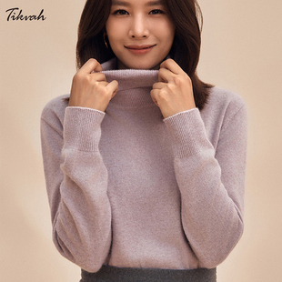 TIKVAH新款女高领针织衫纯色宽松显瘦百搭羊毛衫休闲时尚打底衫