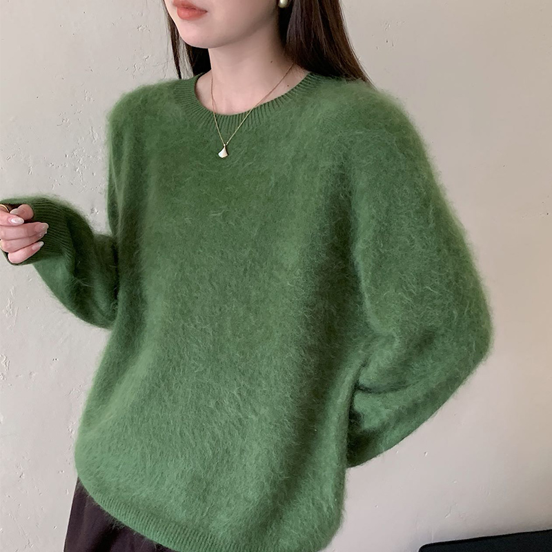 TIKVAH圆领女高级垂坠感针织衫