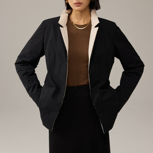 TIKVAH新款女短款轻薄羽绒服百搭休闲宽松显瘦高级感立领夹克上衣