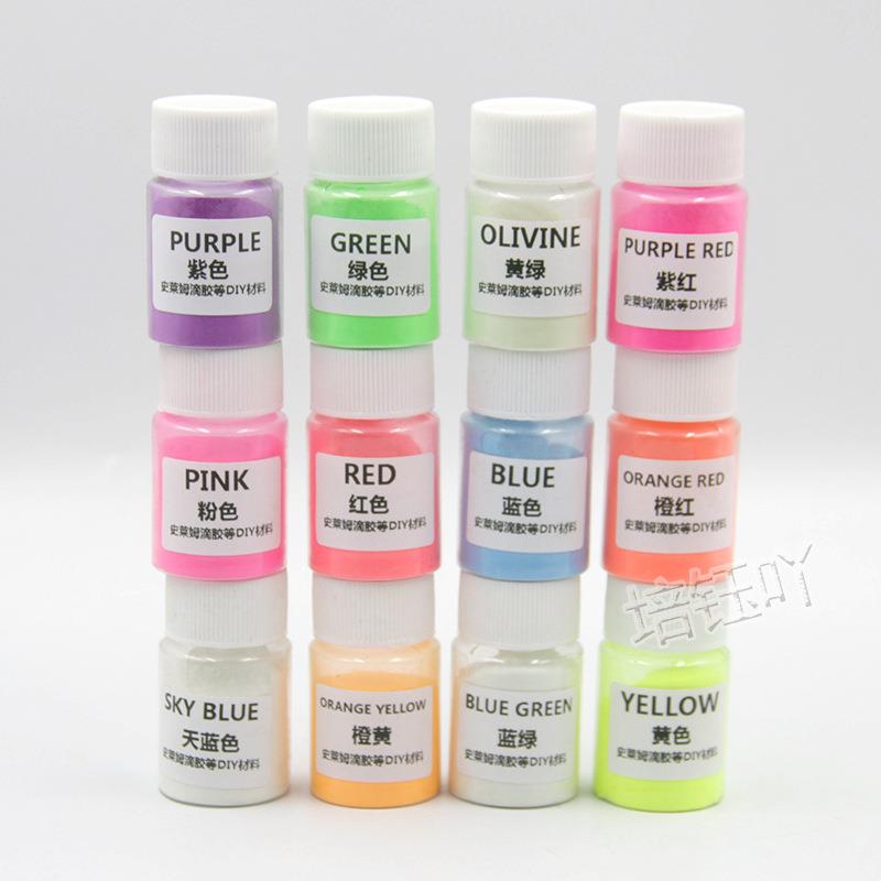 12色夜光粉珠光粉蜡烛20克闪粉荧光粉美甲DIY水晶滴胶填充装饰亮