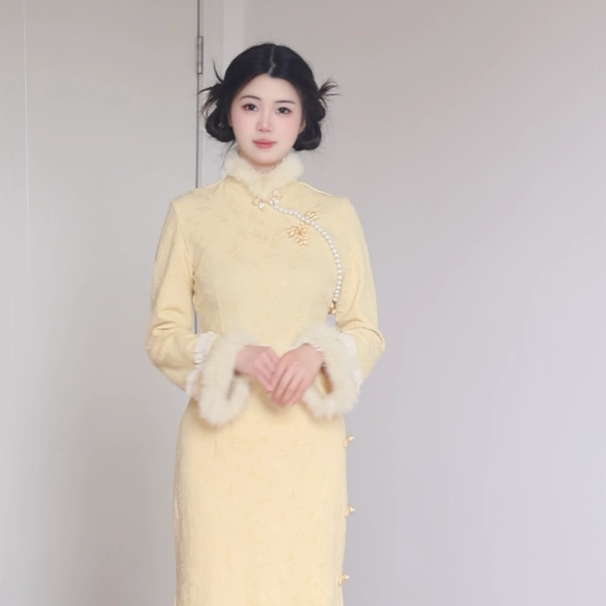 日常旗袍2024新款少女长袖旗袍