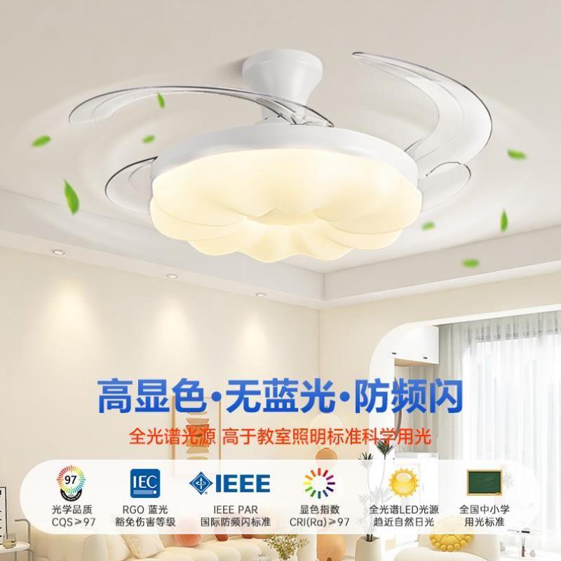 风扇吊灯现代极简创意全光谱客厅主灯家用卧室餐厅护眼云朵电扇灯