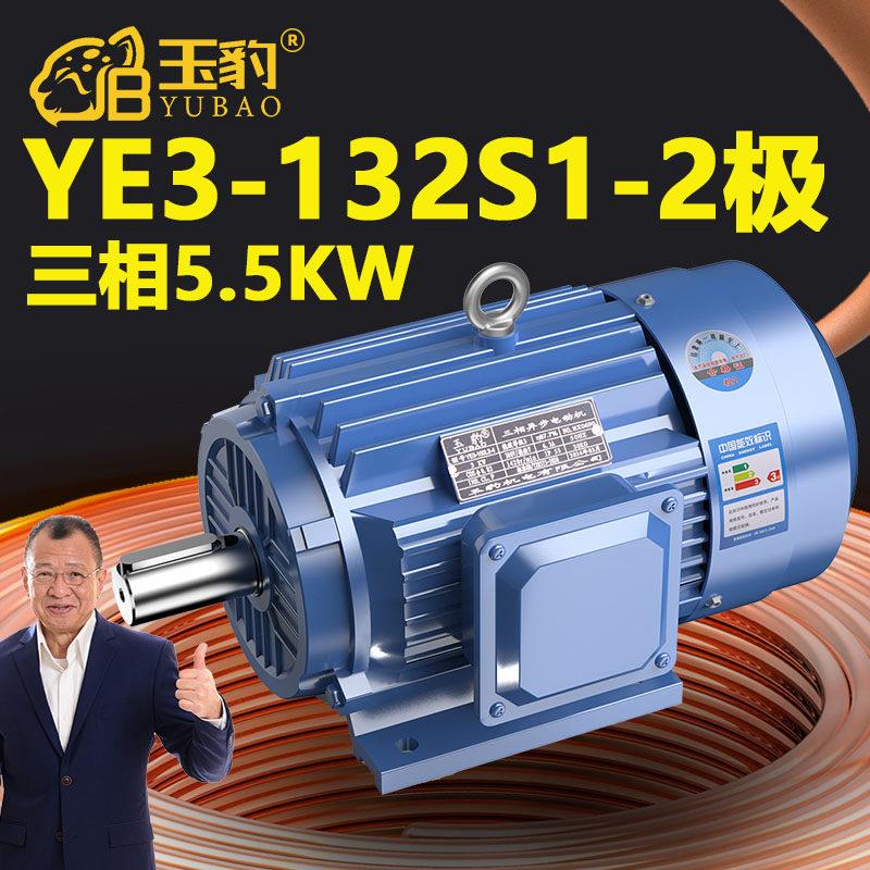 132S1-2极全新YE3系列三相异步马达国标5.5KW电机380V三相全铜