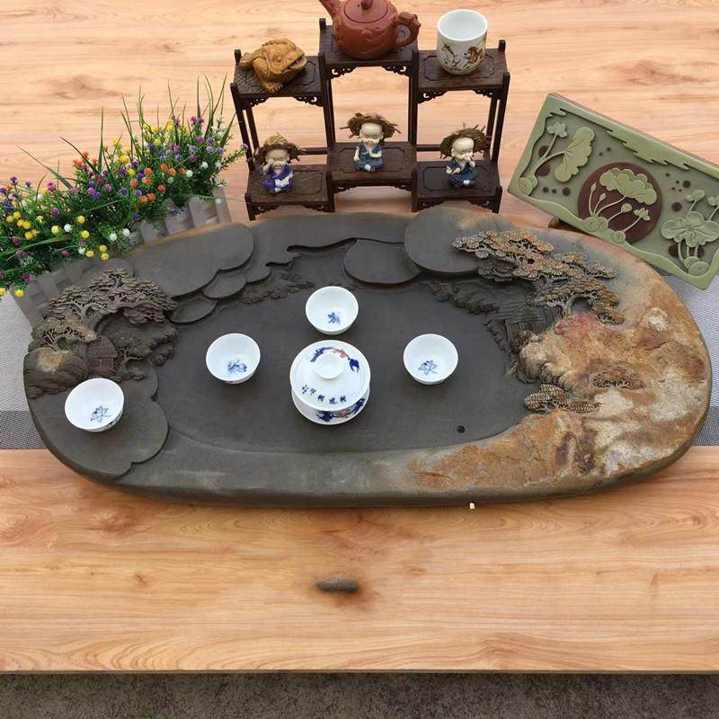 肇庆石天然整块绿端砚石原石家用干茶盘简易砚石砚石茶海茶几,餐饮具,茶盘,淘宝优惠券,粉丝福利购,淘宝优惠卷