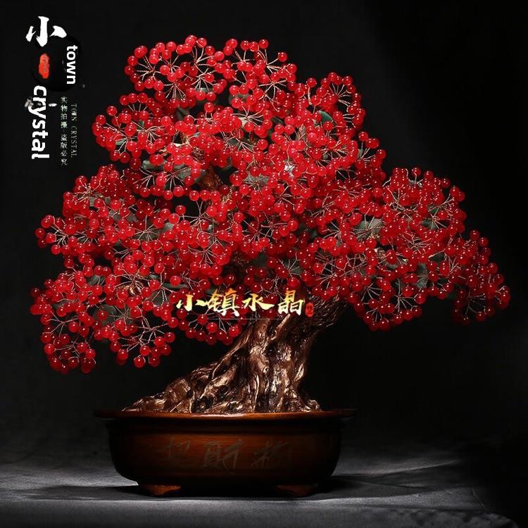 水晶红宝石钱树家庭入口婚礼节日客厅办公室商店生日开幕礼品装饰