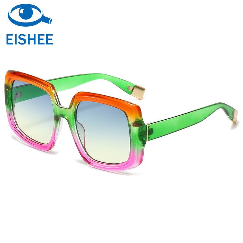 新款时尚大方框迷彩色太阳镜 欧美潮流女士ins小香墨镜 防紫外线