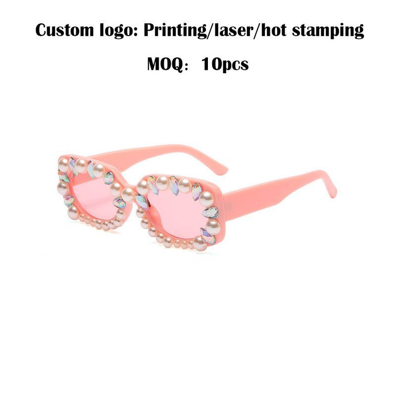 新款热销方框镶钻珍珠多彩墨镜时尚潮流太阳镜男士女士眼镜