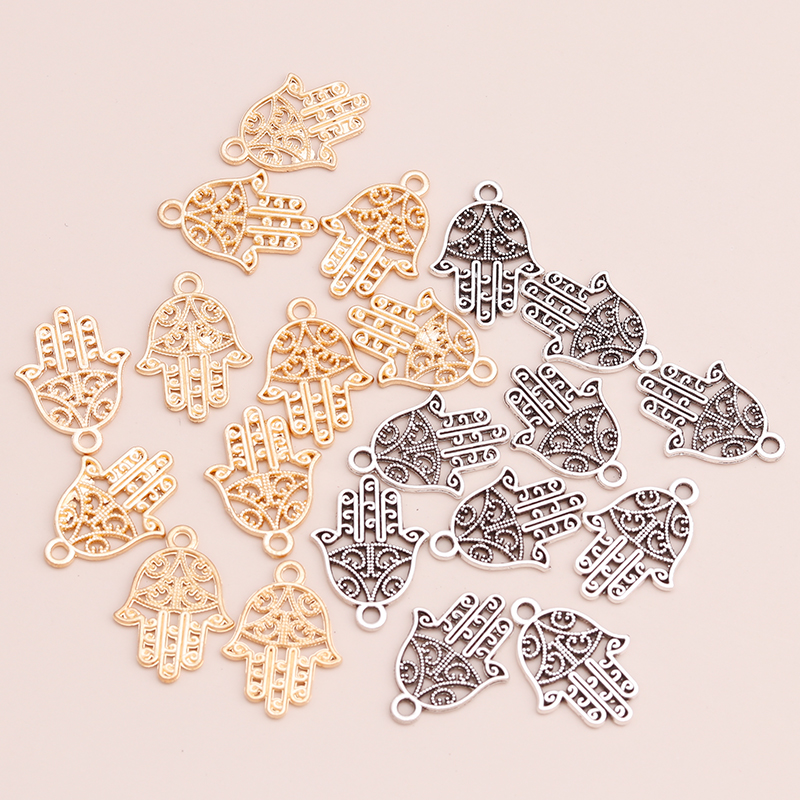 50pcs Vintage Hamsa Hand Charms fit Jewelry Makings Lucky Fa