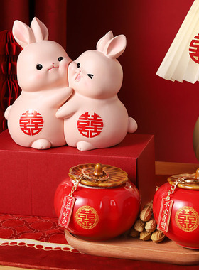 送闺密结婚礼物新款新婚送新人情侣喜兔子摆件送闺蜜新娘实用礼物