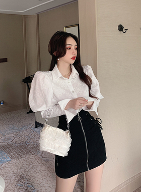 LLZACOOSH New Korea 2021 Spring Autumn Women Pink White Jacq