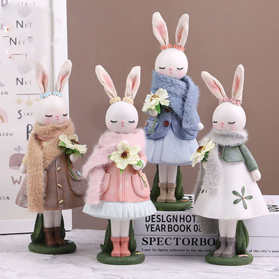 极速Forest Theme Scarf Rabbit Easter Day Table Ornaments Cut