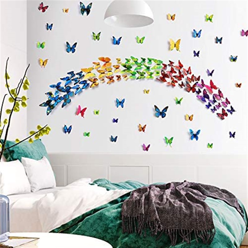 RW-H003 60PCS 3D Butterfly Wall Decals 5 Colors Simulation B