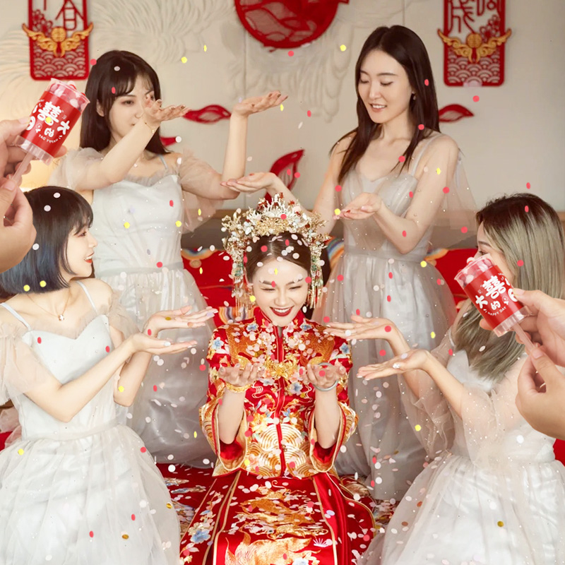 结婚小礼炮婚礼彩带礼花筒婚庆派对手持推推乐喷花筒备婚用品大全