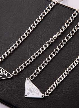 Personality Triangular Titanium Steel Necklace Letter Pendan
