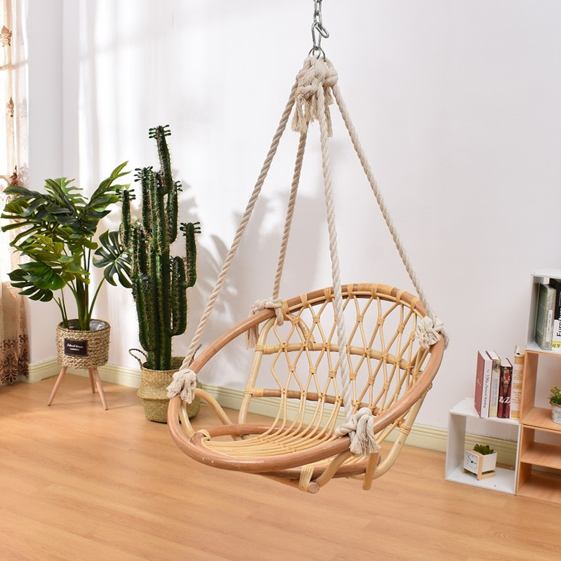 新品真藤秋千阳台吊椅真藤棉绳家用ins民宿网红室内户外吊篮摇篮