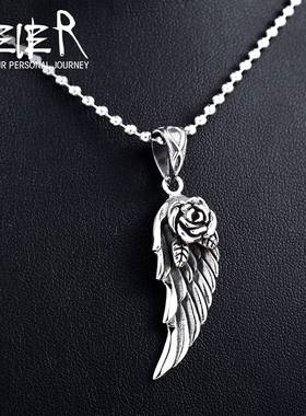 -BEIR retro jewelry titanium steel rose feather pendant pers