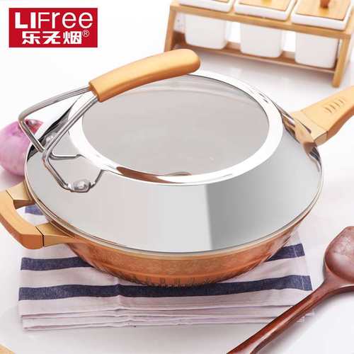 乐无烟陶瓷无油烟不沾锅炒锅 平底锅电磁炉燃气通用陶瓷锅具32cm