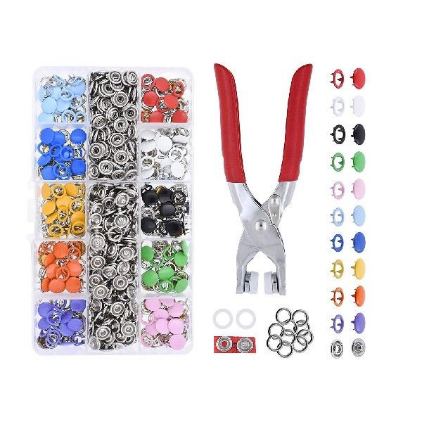 Snap Fasteners Kit 9.5mm 10mm 100 Hollow Snaps 100 Solid