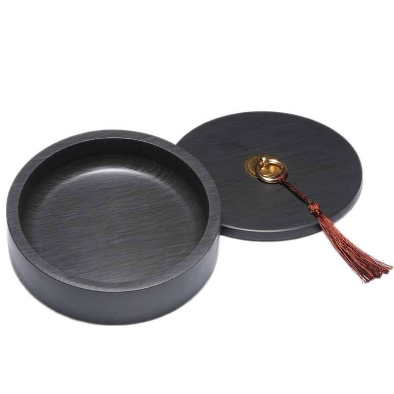 歙砚4寸5寸6寸8寸10寸砚台带盖墨海原石文房四宝天然端砚砚磨墨盘