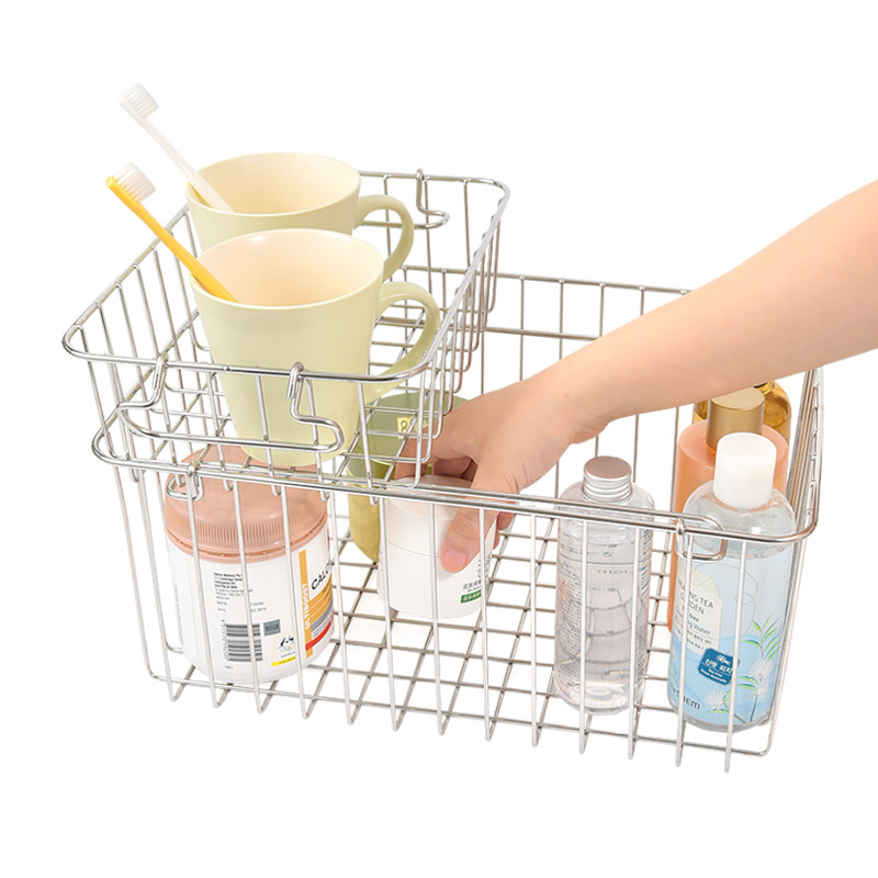 卫生间储物篮不锈钢浴室脏衣篓家用 放杂物书架桌面收纳盒整理盒,收纳整理,收纳筐,淘宝优惠券,粉丝福利购,淘宝优惠卷