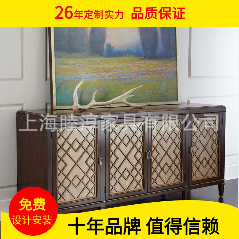 出口新古典美式乡村实木玄关柜餐边柜欧式后现代轻奢储物装饰柜