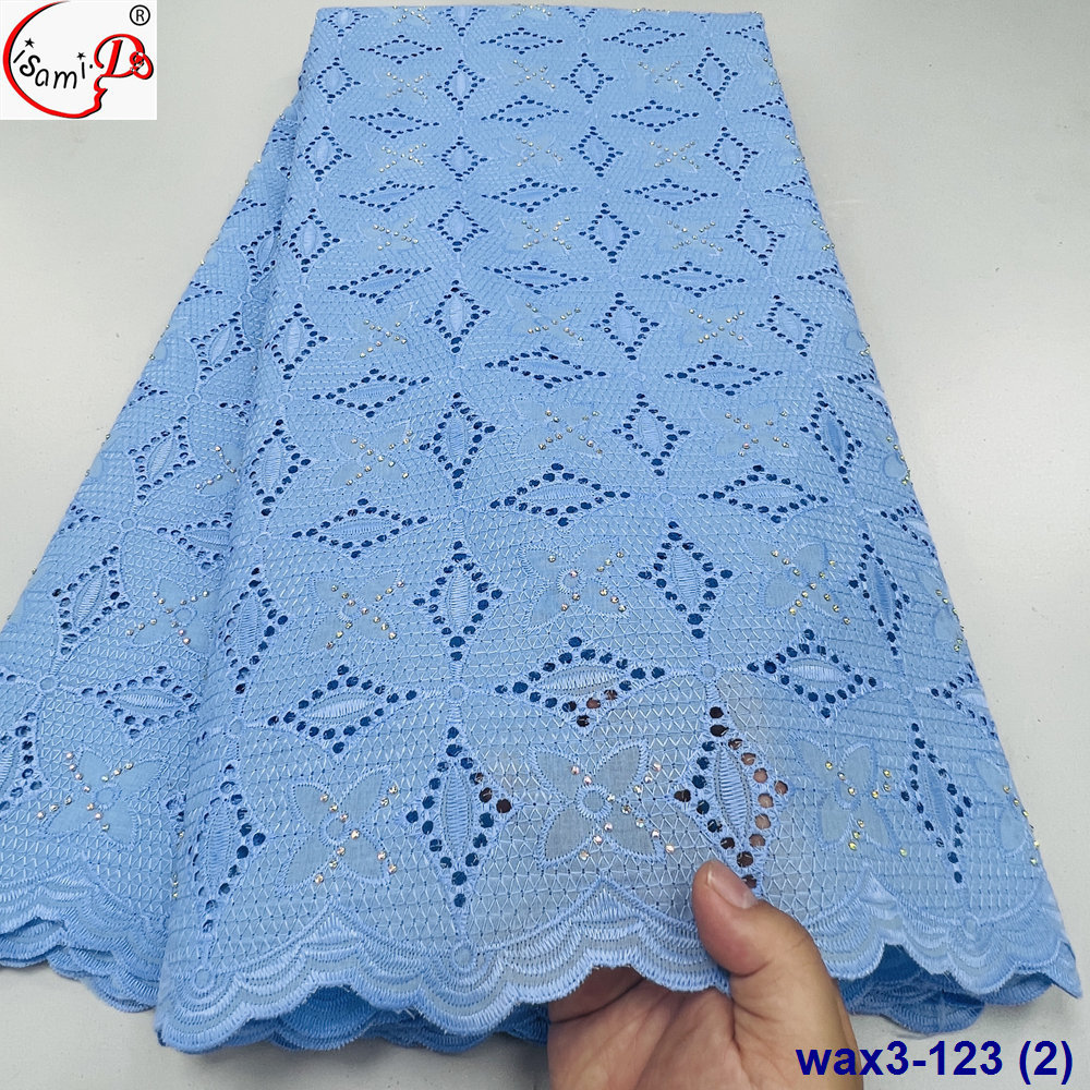 5码一片压钻网眼棉面料套装 handcut eyelet cotton lace fabric