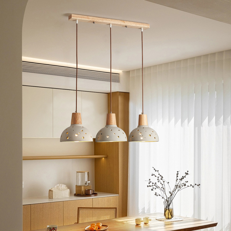 床头小吊灯餐厅灯三头长条实木吧台饭厅灯书房茶室复古日式木艺灯