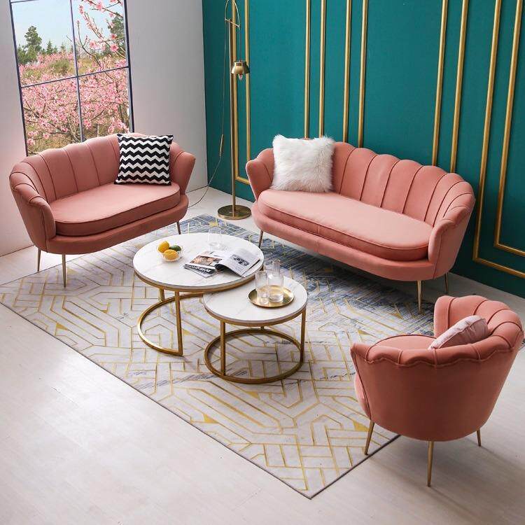 单人沙发小户型双三人轻奢服装店布艺绒布阳台卧室网红款小沙发