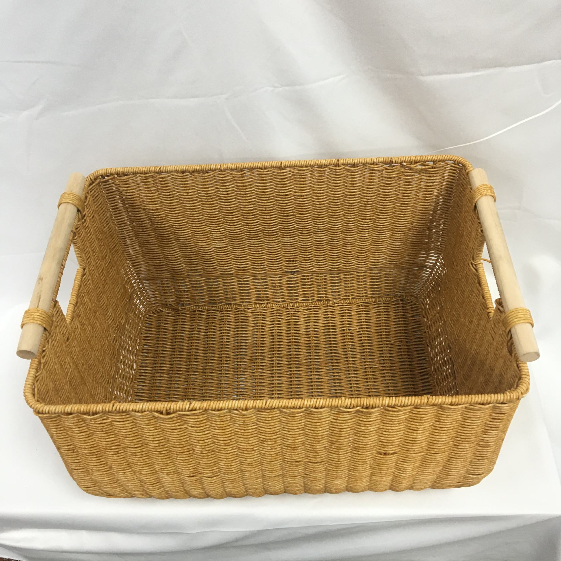 手工编织PP仿藤储物篮衣物儿童玩具编织收纳框桌面大容量整理箱