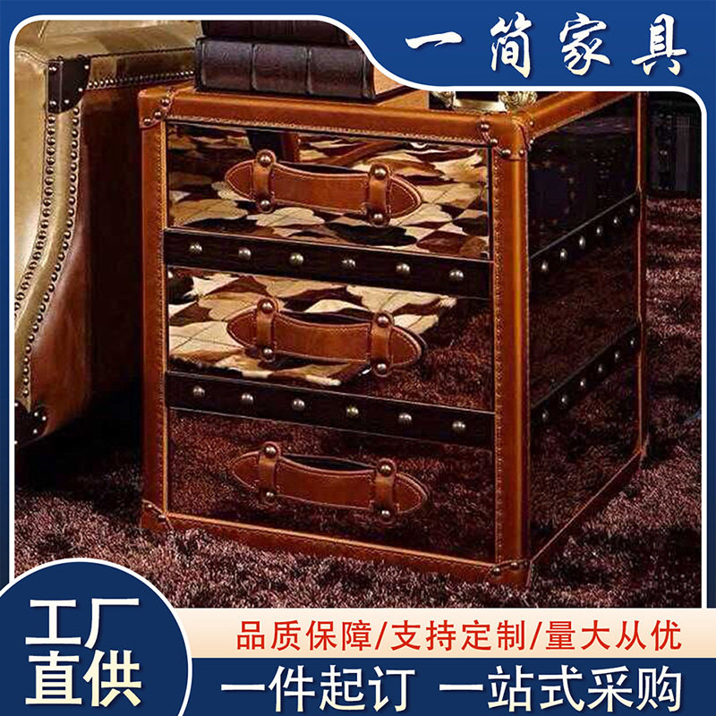 美式复古8K镜面玫瑰金储物斗柜