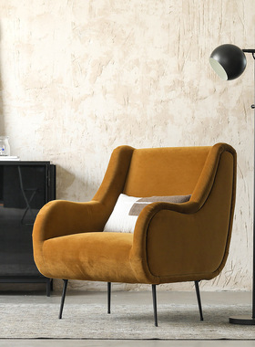 北欧Vasa天鹅绒布艺沙发椅简约轻奢单人扶手椅休闲椅网红单人沙发