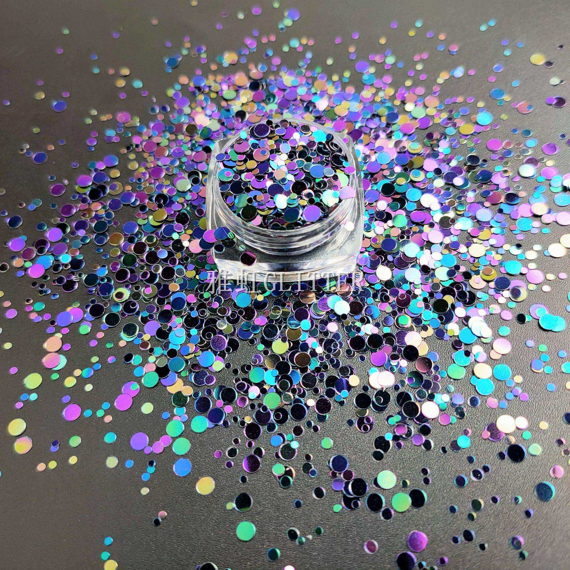 金属黑混合圆形亮片GLITTER美甲饰品DIY闪粉水晶泥填充亮片