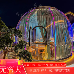网红星空房民宿亲子度假酒店泡泡屋  透明PC清吧音乐餐厅包间
