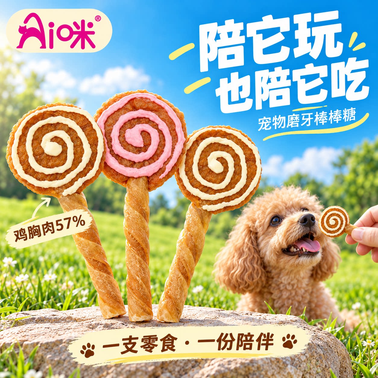 Ai咪狗狗磨牙棒零食牛皮棒棒糖洁齿棒小型犬泰迪幼犬耐磨零食奖励