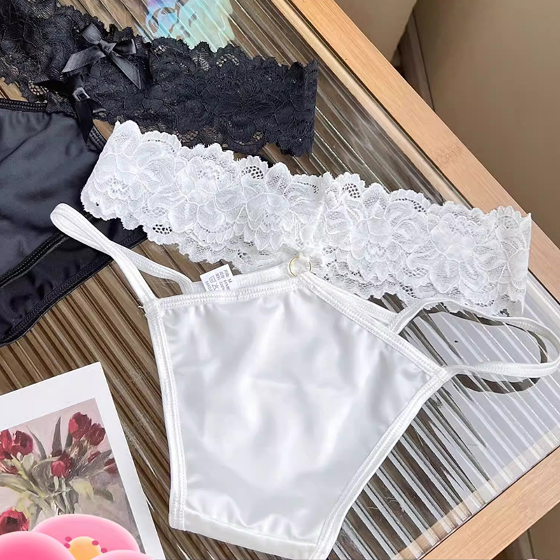 法式缎面蕾丝内裤女纯欲性感镂空