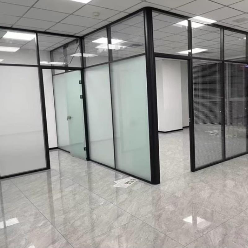 办公室玻璃隔墙防火铝合金钢化磨砂中空百叶隔音高隔断简易隔断