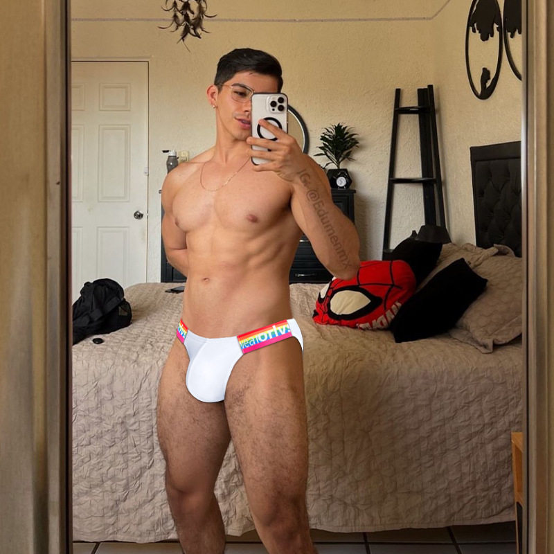 男士性感高叉三角裤彩虹棉质运动健身低腰提臀U凸显大内裤男青年