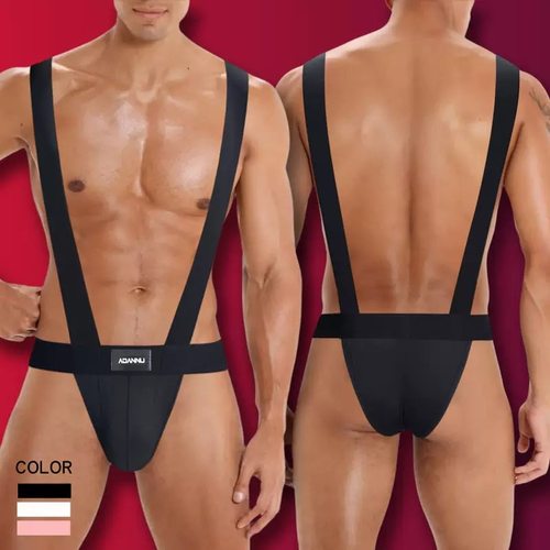 ADANNU男士连体衣性感吊带高叉三角裤男塑身美体露胸健身男情趣