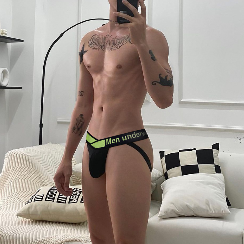 男士丁字裤性感透气大V腰带莫代尔舒适激凸运动健身提臀双丁t裤男