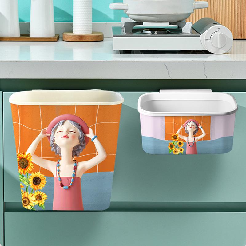 厨房垃圾桶挂式家用无盖橱柜门厨余收纳桶客厅桌面创意悬挂垃圾桶