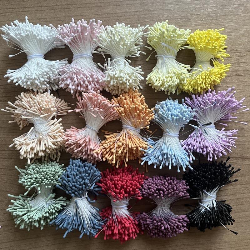 多色 400根2mm哑光石膏双头水滴形花心花蕊 服装辅料厂家