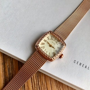 日本agete手表女休闲复古简约手链表麦穗小金银表小巧石英腕表女