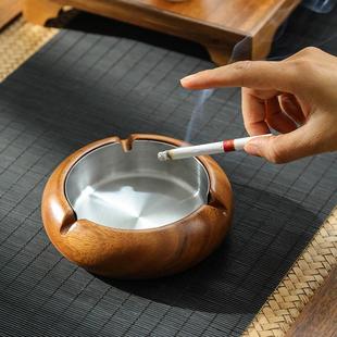 圆形烟灰缸创意复古酒店宾馆家用烟灰缸防摔大号网吧酒吧 木质个性