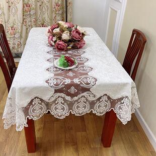 蕾丝家用长方形茶几垫 厂家简约现代金丝绒刺绣餐桌布台布美式