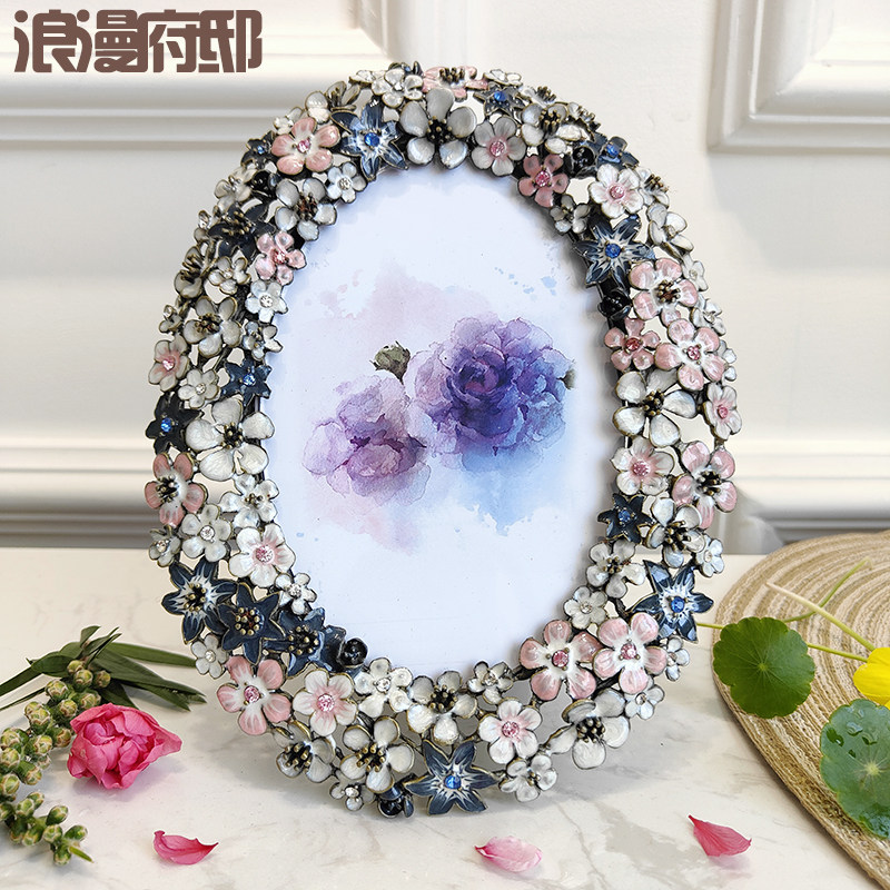 6寸创意相框摆台带打印照片定制精致高级感相片框欧式椭圆形像框