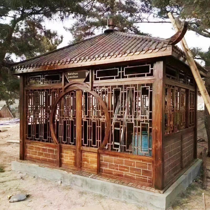 户外防腐木屋木房子凉亭别墅移动售货亭庭院木房子农家乐包厢亭子