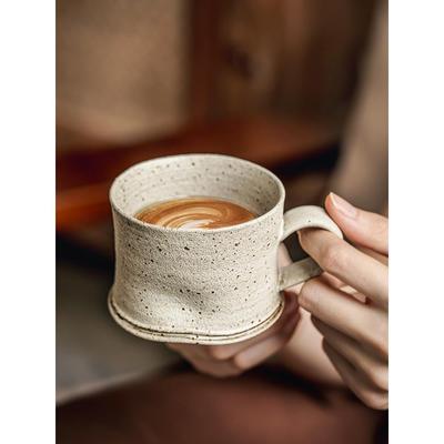 巷子尾〖覆古侘寂手捏杯〗手工粗陶拿铁杯日式马克杯高级感咖啡杯