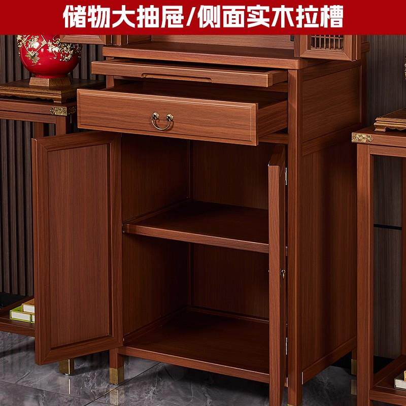 佛龛柜金丝桃木带门神龛观音菩萨财神爷供奉台家用立式全实木雕花